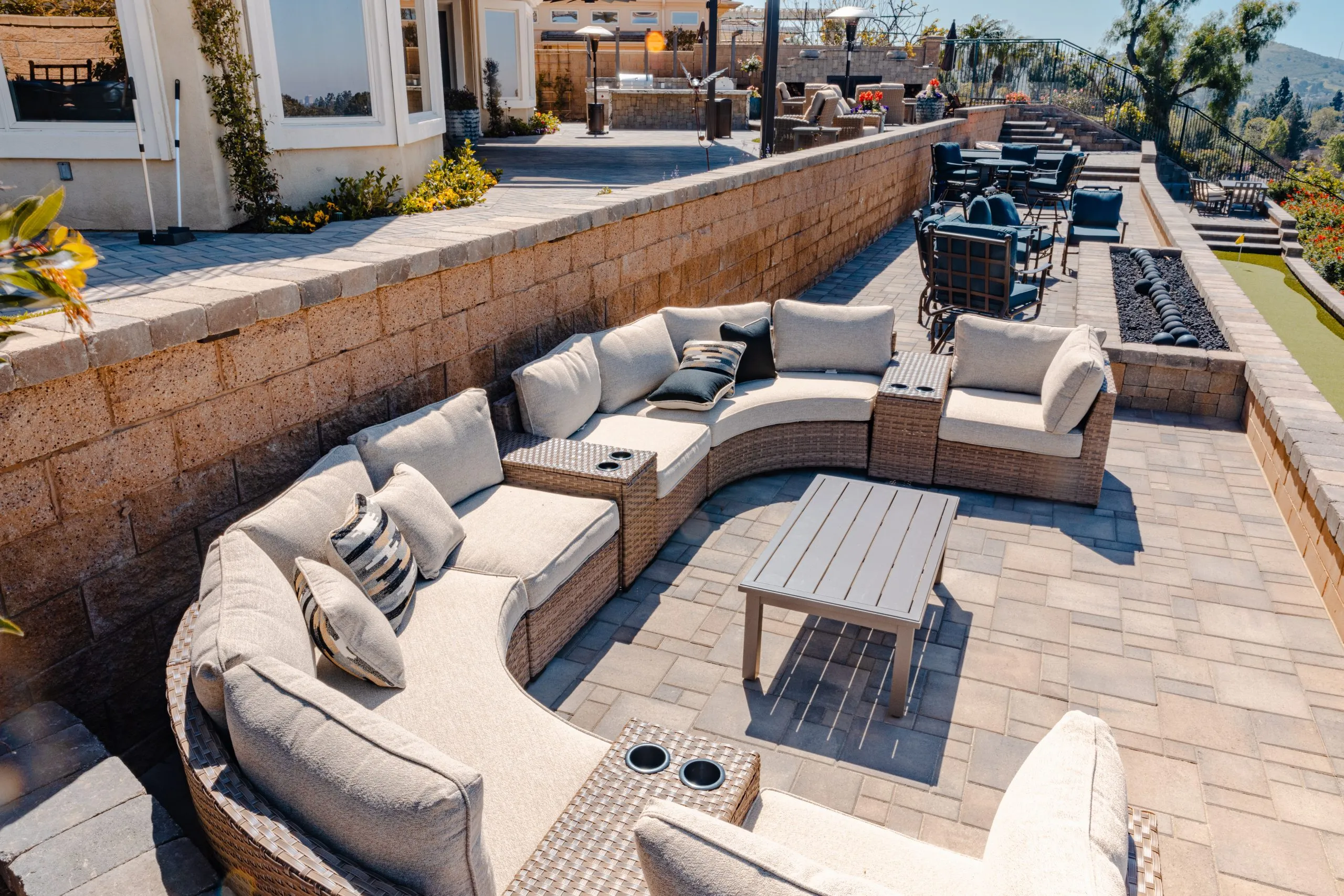 Outdoor kitchen with pavers Orange County